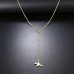 Stainless Steel Airplane Lariat Necklace in Gold