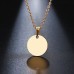 Stainless Steel Disc Pendant Necklace in Gold