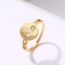 Stainless Steel Hollow Flower Ring in Gold
