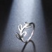 Stainless Steel Leaf Ring in Silver