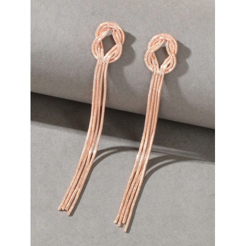 Rose Gold Metal Tassel Drop Earrings