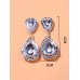 Rhinestone Water Drop Silver Earrings