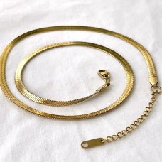 Stainless Steel Luxe Flat Choker Gold 0.3cm