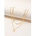 Stainless Steel Disc Decor Layered Chain Necklace