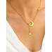 Stainless Steel Star Moon Lariat Necklace
