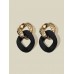 Black Gold Block Chain Drop Earrings