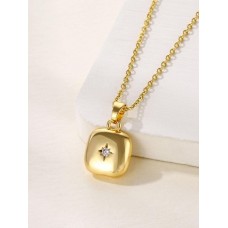 Stainless Steel CZ Star Charm Necklace