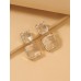 Clear Square Charm Drop Earrings