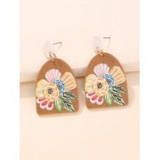 Floral Pattern Drop Earrings