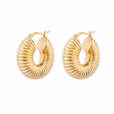 Stainless Steel Pleated Chunky Hoops
