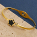 Stainless Steel Black Clover Cuff Bangle