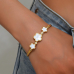 Stainless Steel White Clover Cuff Bangle