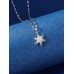 Stainless Steel CZ Snowflake Pendant Necklace