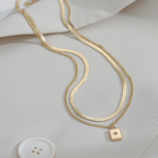 Stainless Steel Two Chain Necklace Set