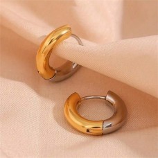 Stainless Steel Two Toned Chubby Hoops
