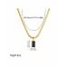 Stainless Steel Luxe Flat Necklace with Black Pendant