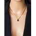 Stainless Steel Luxe Flat Necklace with Black Pendant