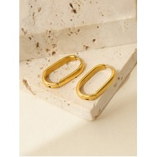 Stainless Steel Rounded Rec Hoop Earrings