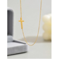 Stainless Steel Side Cross Necklace