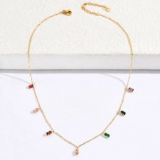 Multicoloured Rhinestone Stainless Steel Necklace