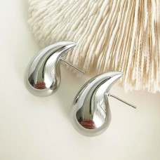 Stainless Steel Chunky Raindrops in Silver