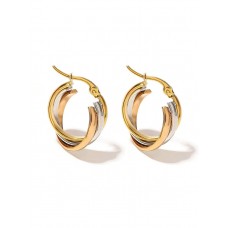Stainless Steel Tri Toned Twist Hoops