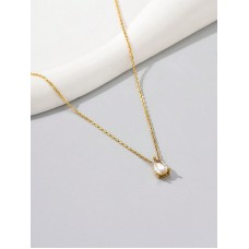 Stainless Steel Water Drop CZ Pendant Necklace