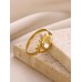 Stainless Steel Gold Plated Evil Eye Adjustable Ring