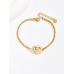 Stainless Steel Gold Plated Linked Rhinestone Charm Bracelet