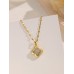 Stainless Steel Gold Plated CZ Clover Pendant Necklace