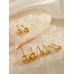 Stainless Steel Gold Plated Studs Pack of 6