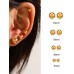 Stainless Steel Gold Plated Studs Pack of 6