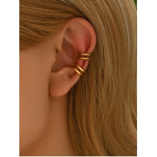 Stainless Steel Gold Tone Clip On Earrings