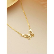 Stainless Steel Gold Plated Butterfly Necklace