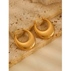 Stainless Steel Crescent Hoop Earrings