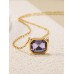 Stainless Steel Rec Purple Zircon Necklace