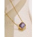 Stainless Steel Rec Purple Zircon Necklace
