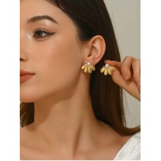 Stainless Steel Pearl Decor Earrings