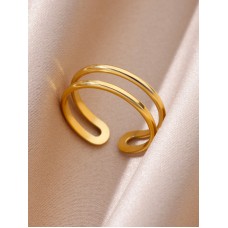Stainless Steel Twin Band Adjustable Ring