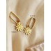 Stainless Steel Gold Plated Flower Drop Earrings