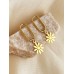 Stainless Steel Gold Plated Flower Drop Earrings