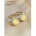 Stainless Steel Gold Plated Flower Drop Earrings