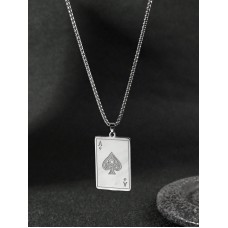 Stainless Steel Ace Pendant with Chain