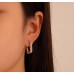 Stainless Steel Rhinestone Rec Hoops
