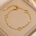 Stainless Steel Rhinestone Clover Bracelet