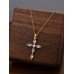 Stainless Steel CZ Cross Pendant Necklace Gold