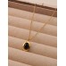 Stainless Steel Black Oval Pendant Necklace