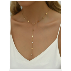 Stainless Steel Rhinestone Lariat Necklace