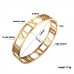 Stainless Steel Roman Numeric Cuff Bangle in Rose Gold