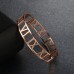 Stainless Steel Roman Numeric Cuff Bangle in Rose Gold